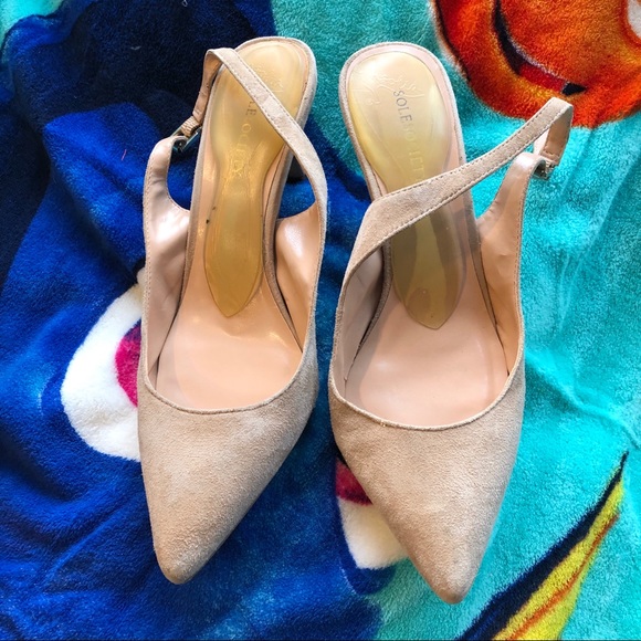 Sole Society Shoes - Sole Society suede sling back heels 8.5